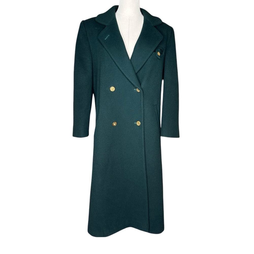 Vintage JG Hook Green Wool Pea Coat 100% Wool Gold Buttons 3/4 Length Sz M?